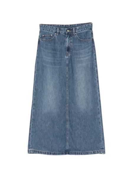 Fustă din denim Jnby în linie A albastru