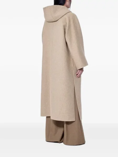 Asimetriškas paltas Max Mara su gobtuvu