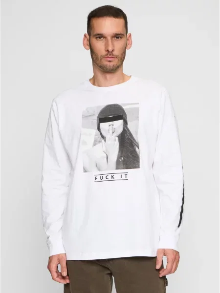 Tricou Mister Tee cu mâneci lungi alb