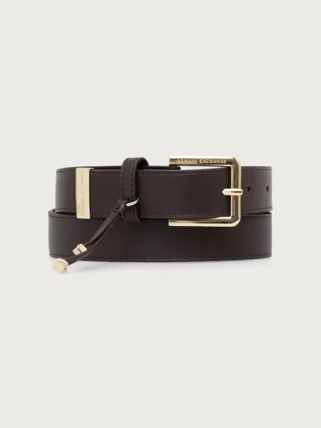 Armani Exchange pasek z imitacji skóry brązowy