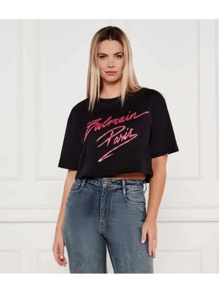 Balmain Tricou | Cropped Fit negru