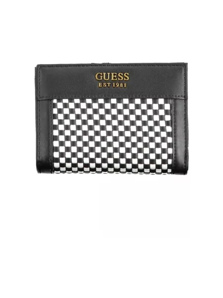 Lniany portfel Guess elegancki czarny