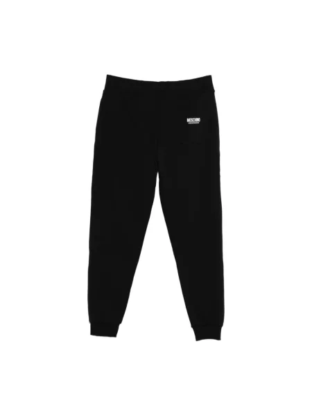 Joggery Moschino polarowe z nadrukiem czarne