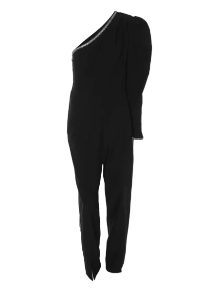 Salopetă Self-portrait din crep cu un umăr gol negru