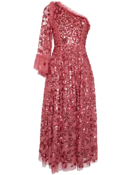 Haljina Needle & Thread ošišan s jednim ramenom ružičasta