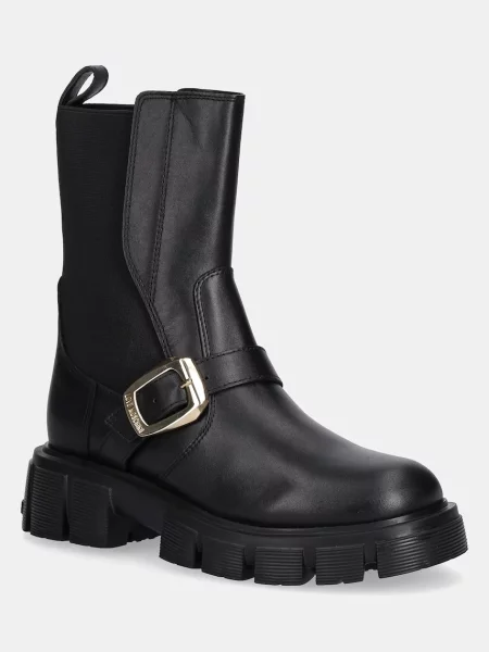 Love Moschino ghete chelsea de piele cu platformă negru