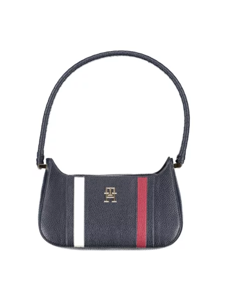 Lniana torebka Tommy Hilfiger niebieska