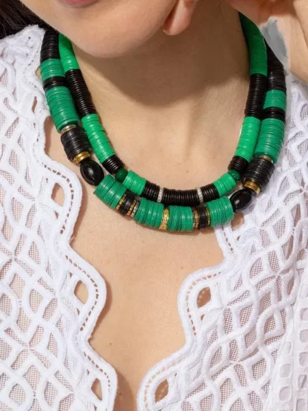 Colier Hijas De Puka cu strasuri verde