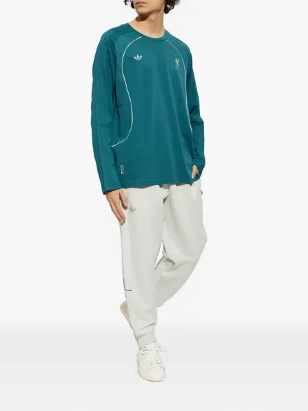 Tricou Adidas cu dungi cu volane din velur negru