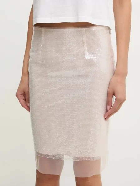 Rotate spódnica midi prosta beżowy