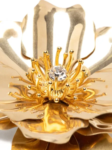 Brosa Miu Miu cu model floral de cristal auriu