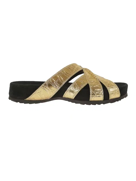 Klapki Dries Van Noten skórzane żółte