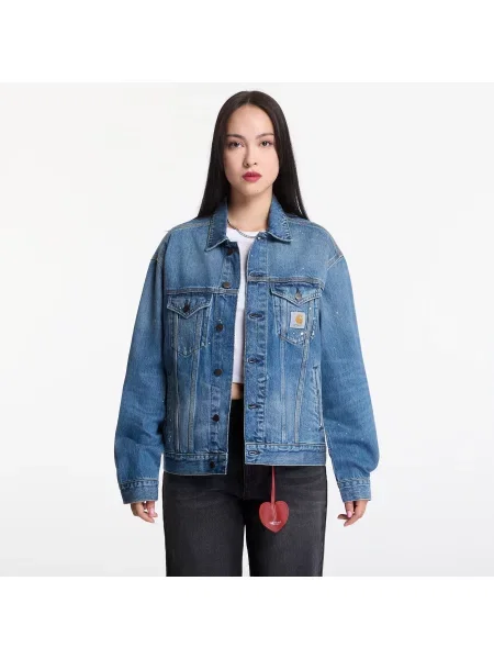Jachetă Carhartt WIP Helston Jacket UNISEX Blue Destroy Wash Splatter XL albastru