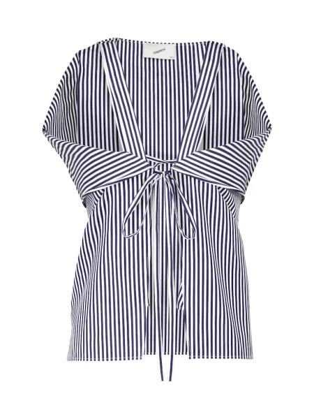 Top Coperni cu dungi din poplin albastru