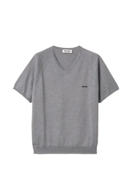 Tricou Miu Miu cu decolteu în V gri