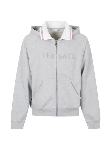 Hanorac cu glugă Versace cu autograf gri