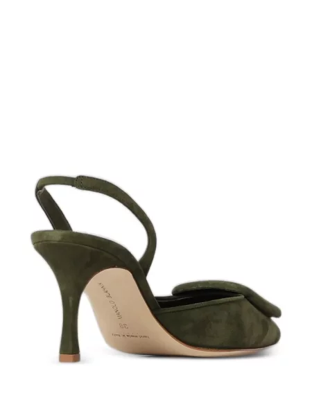Zomšinės bateliai Manolo Blahnik su sagtimis žalia