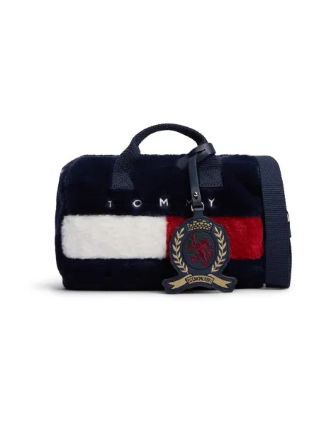 Geantă Tommy Jeans Tjw Archive Fur Micro Duffle Bleumarin alb