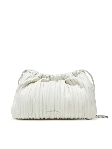 Calvin Klein Дамска чанта Drawstring Plisse Crossbody бял