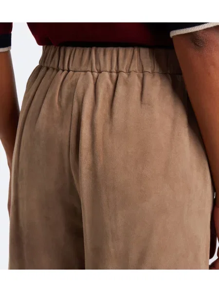 Pantaloni 's Max Mara din piele de căprioară bej