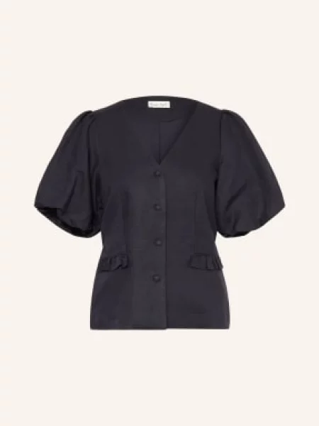 Phase Eight Bluzka Audrey Z Lnu Z Falbanami blau