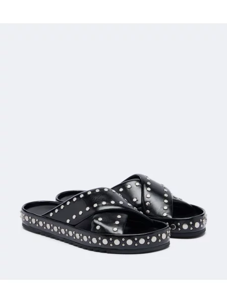 Sandale Fendi din piele cu tepi negru