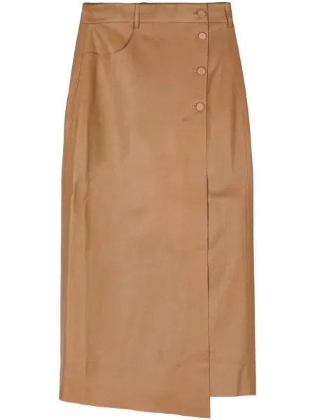 Spódnica skórzana áeron do kolan kopertowa brązowa