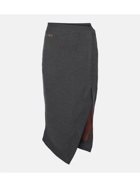 Fustă midi The Attico din jerseu până la genunchi negru