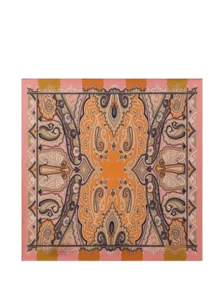 Fular Etro de mătase cu model paisley roz