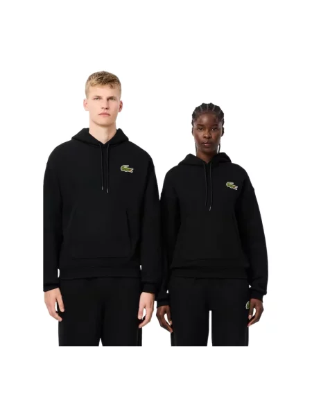 Bluza Lacoste z logo polarowa czarna