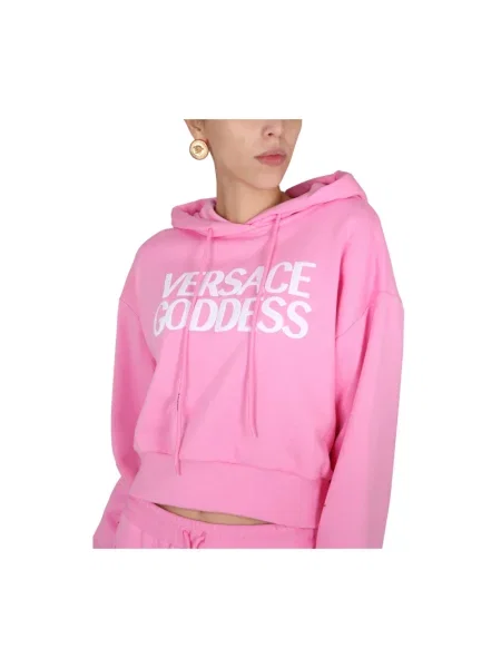 Bluza z kapturem Versace z kapturem ze sznurkiem różowa