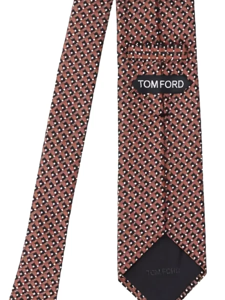 Cravată Tom Ford cu imprimeu geometric maro