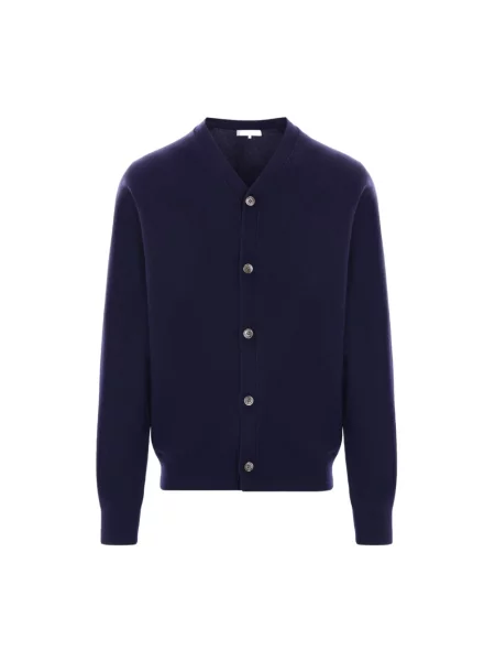 Sweter Comme Des Garcons wełniany z dekoltem w serek niebieski
