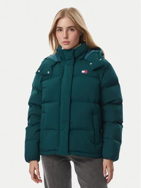 Vatovaná bunda Tommy Jeans zelená