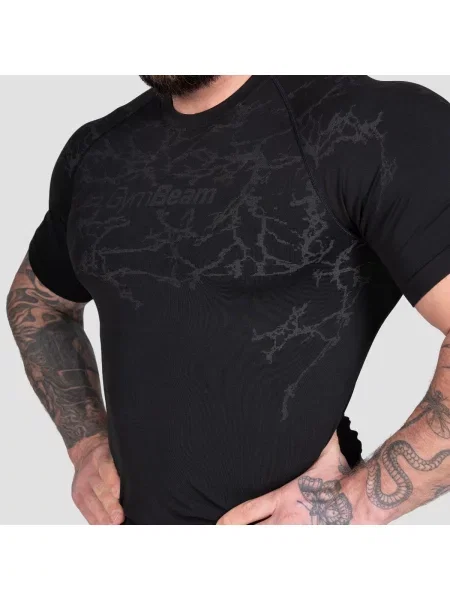 Koszulka fitness bezszwowa slim Static czarna