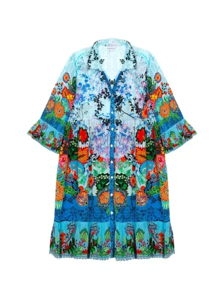Rochie Saraco cu model floral cu imagine albastru
