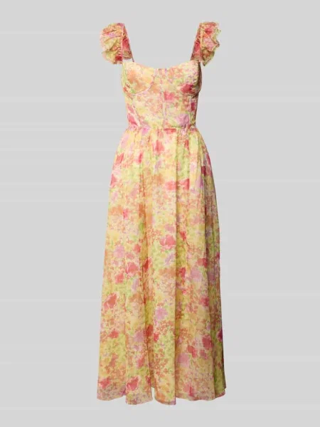 Sukienka koktajlowa z rękawami z falbaną Adlysh