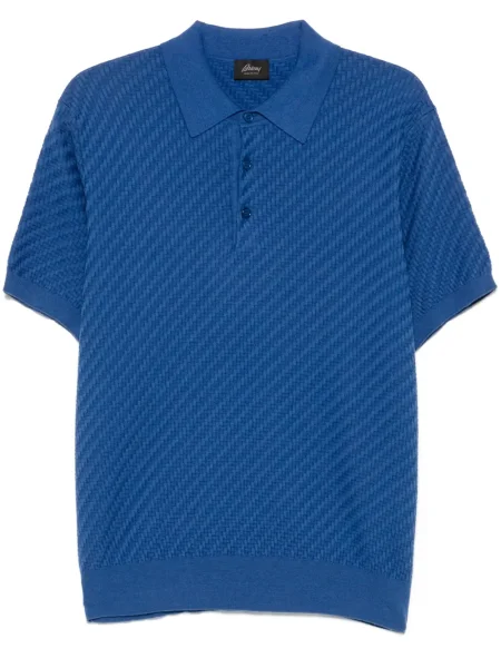 Polo Brioni cu model herringbone albastru