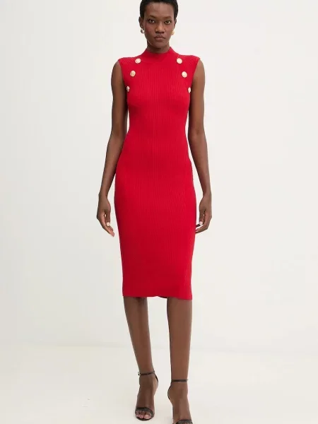 Retrofete rochie Nunzia midi mulată roșu