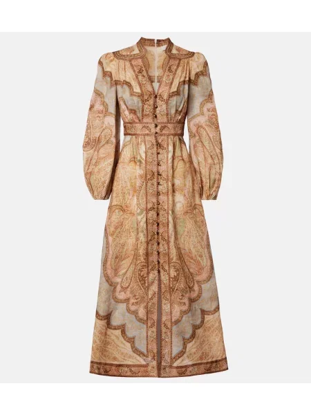 Rochie tip cămașă Zimmermann de in cu imagine de costum