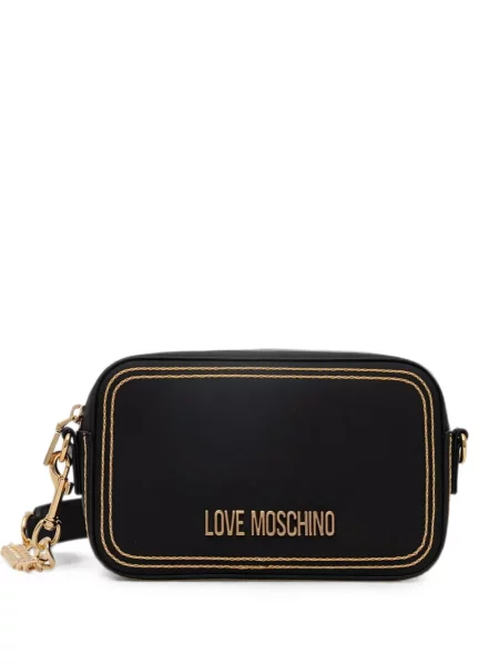 Geanta crossbody Love Moschino cu autograf negru