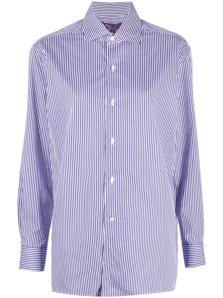 Cămașă Ralph Lauren Collection cu dungi cu imagine albastru