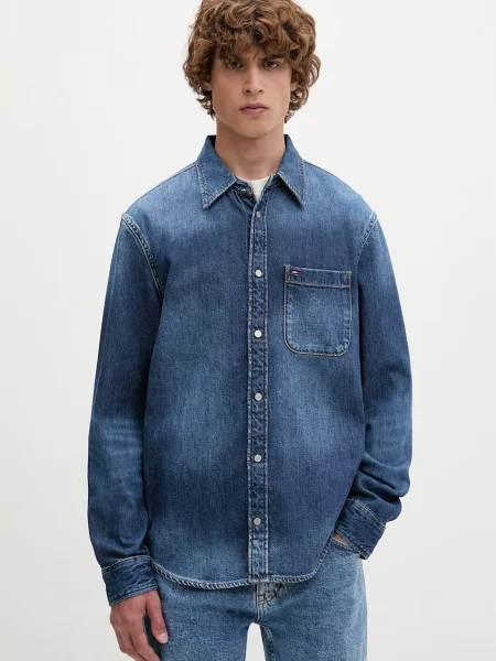 Tommy Jeans cămașă pentru bărbați din denim albastru