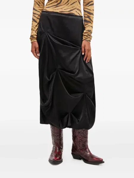 Mały spódnica mini Ganni w kwiatki drapowana czarna