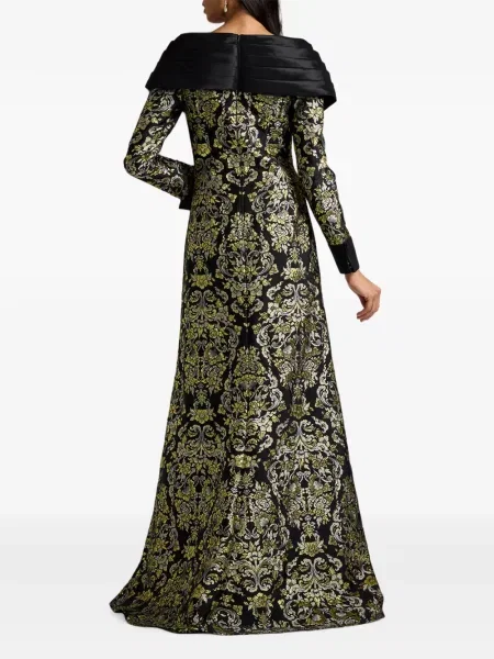 Gulerat rochie maxi Tadashi Shoji cu model floral negru