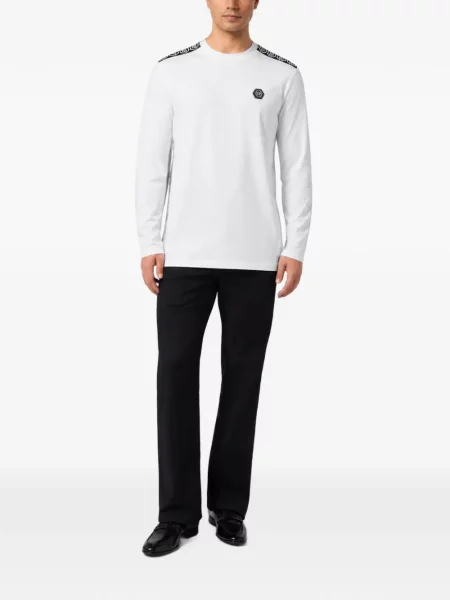 Lung tricou Philipp Plein cu autograf alb