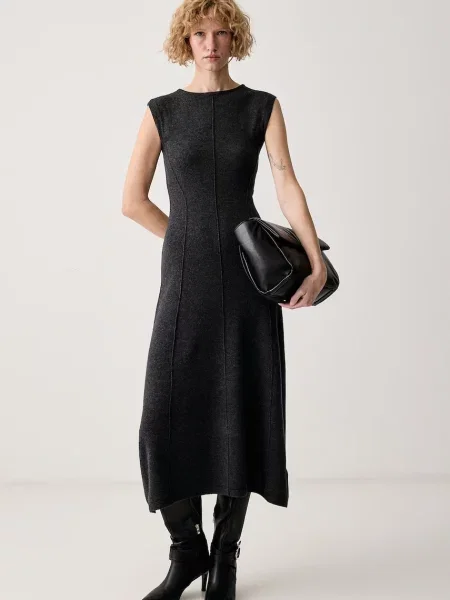 Tommy Hilfiger rochie tricotată din lână gri