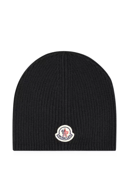 Căciulă Moncler tricotate cu autograf negru