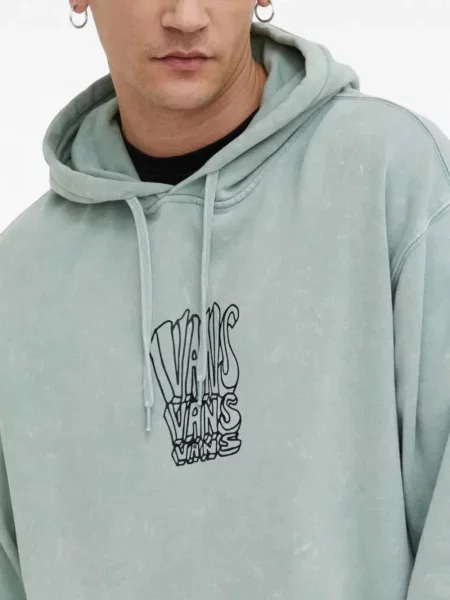 Hanorac cu glugă Vans cu autograf verde