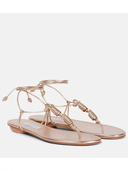 Usnjene tangice Aquazzura zlata